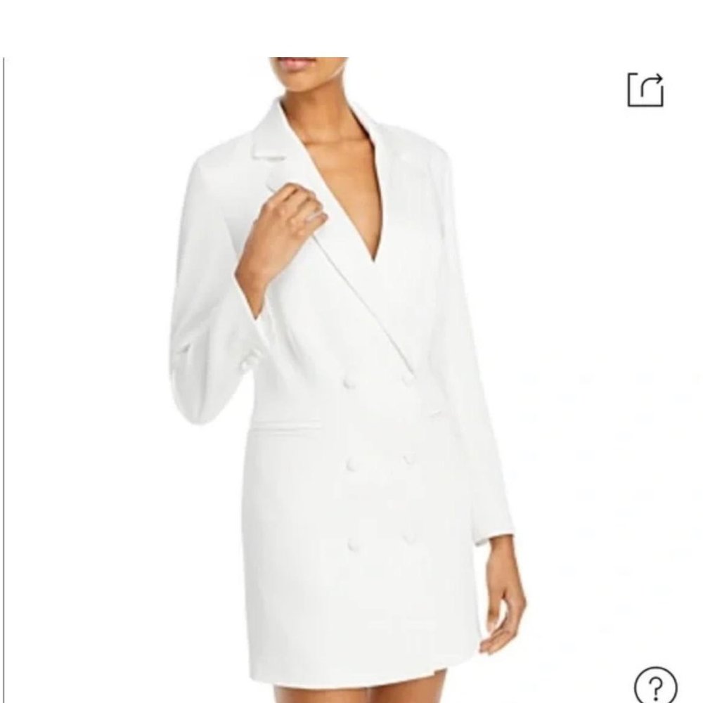 Two Button White Blazer Dress - Lucy Paris